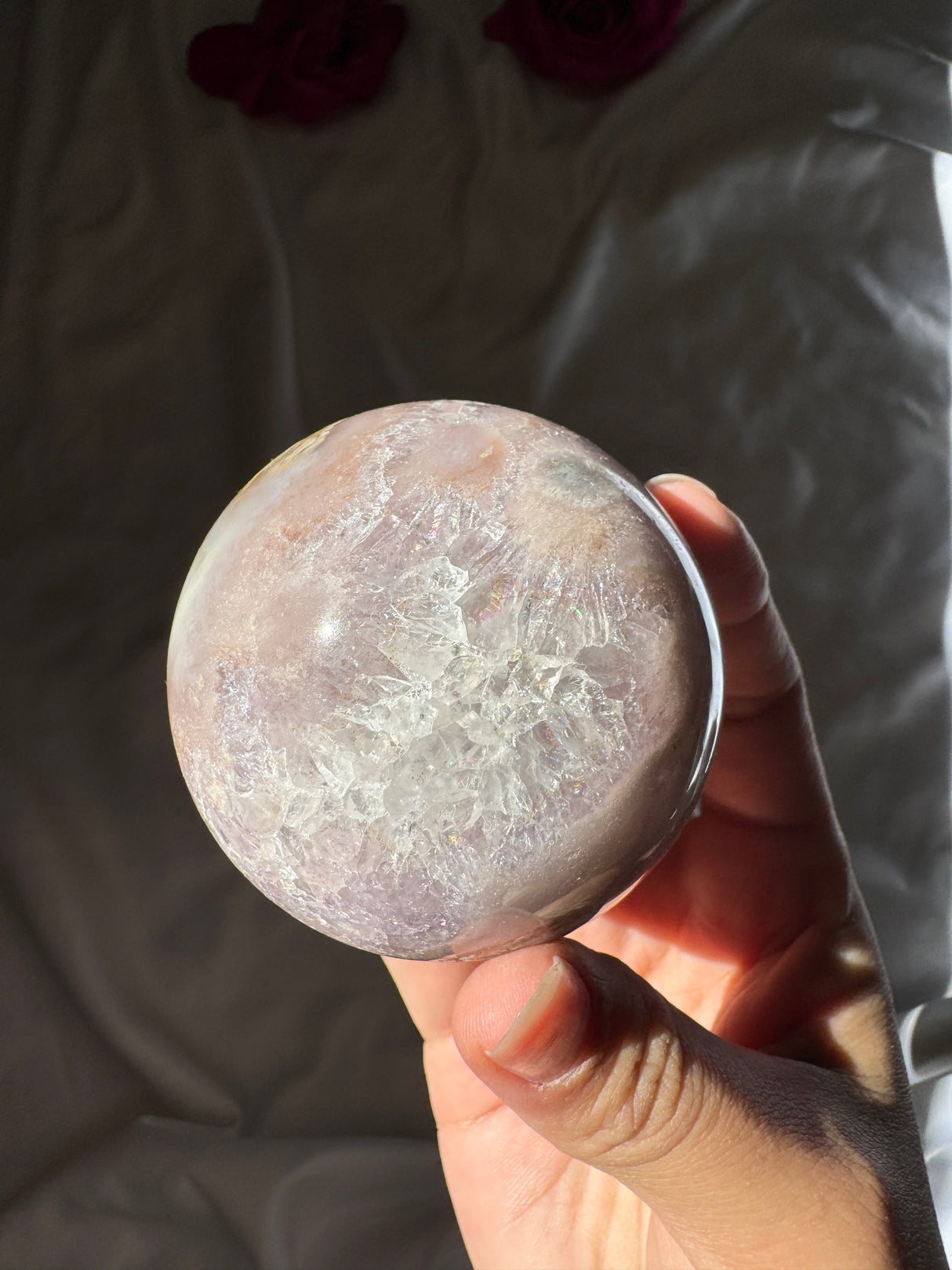 Flower Agate x Amethyst Sphere