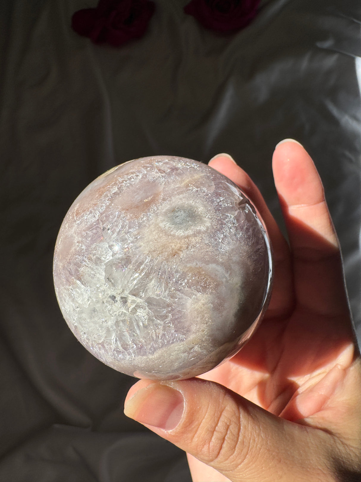 Flower Agate x Amethyst Sphere