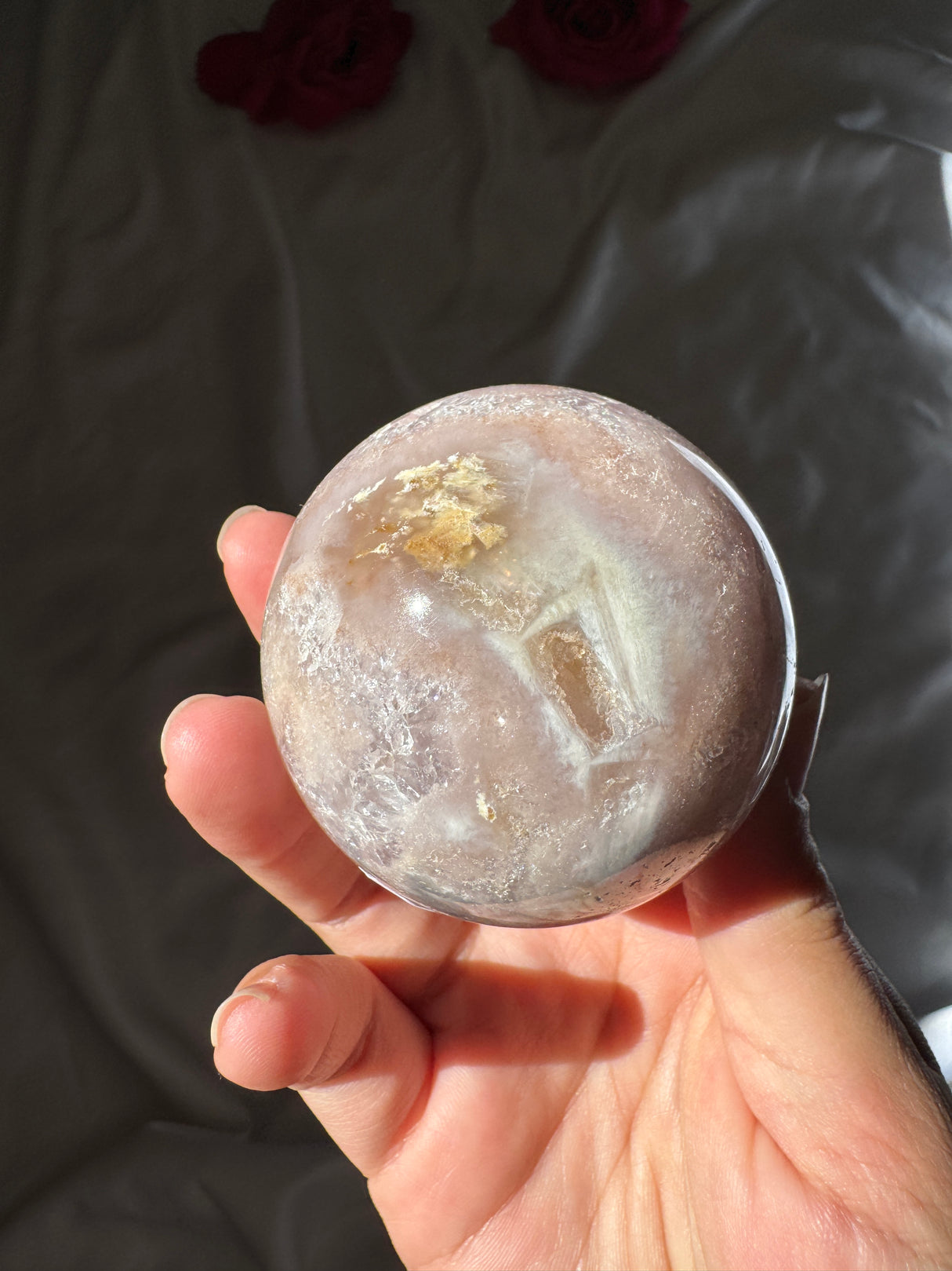 Flower Agate x Amethyst Sphere