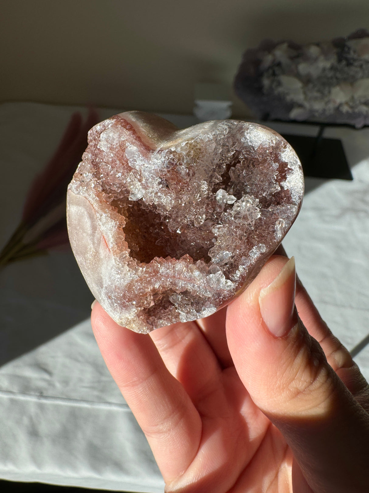 Druzy Maroon Pink Amethyst Heart