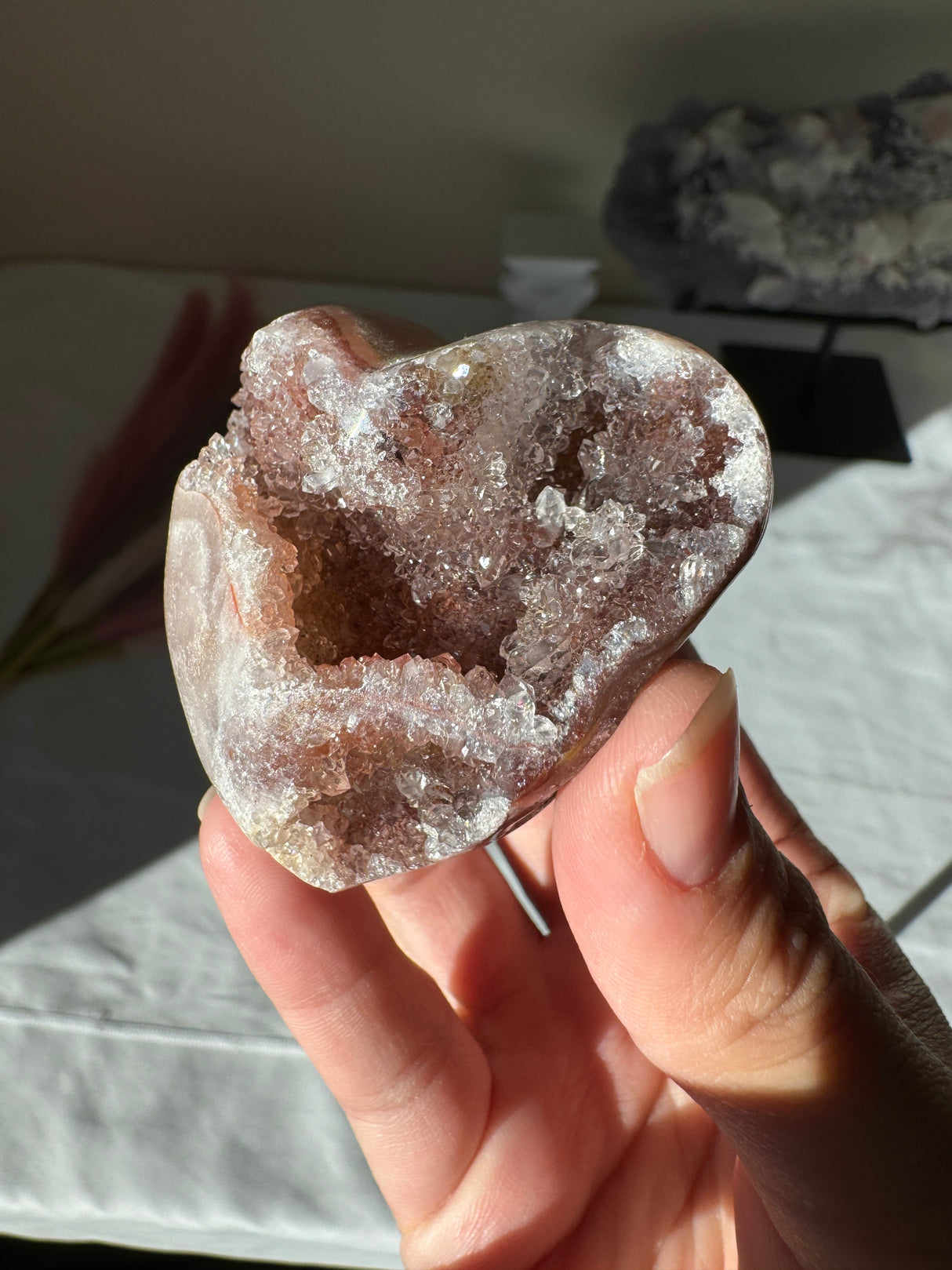 Druzy Maroon Pink Amethyst Heart