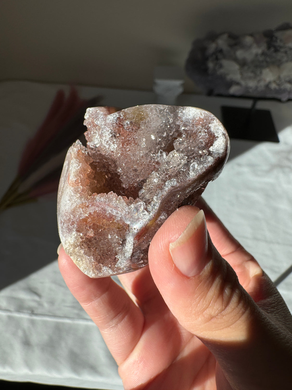 Druzy Maroon Pink Amethyst Heart