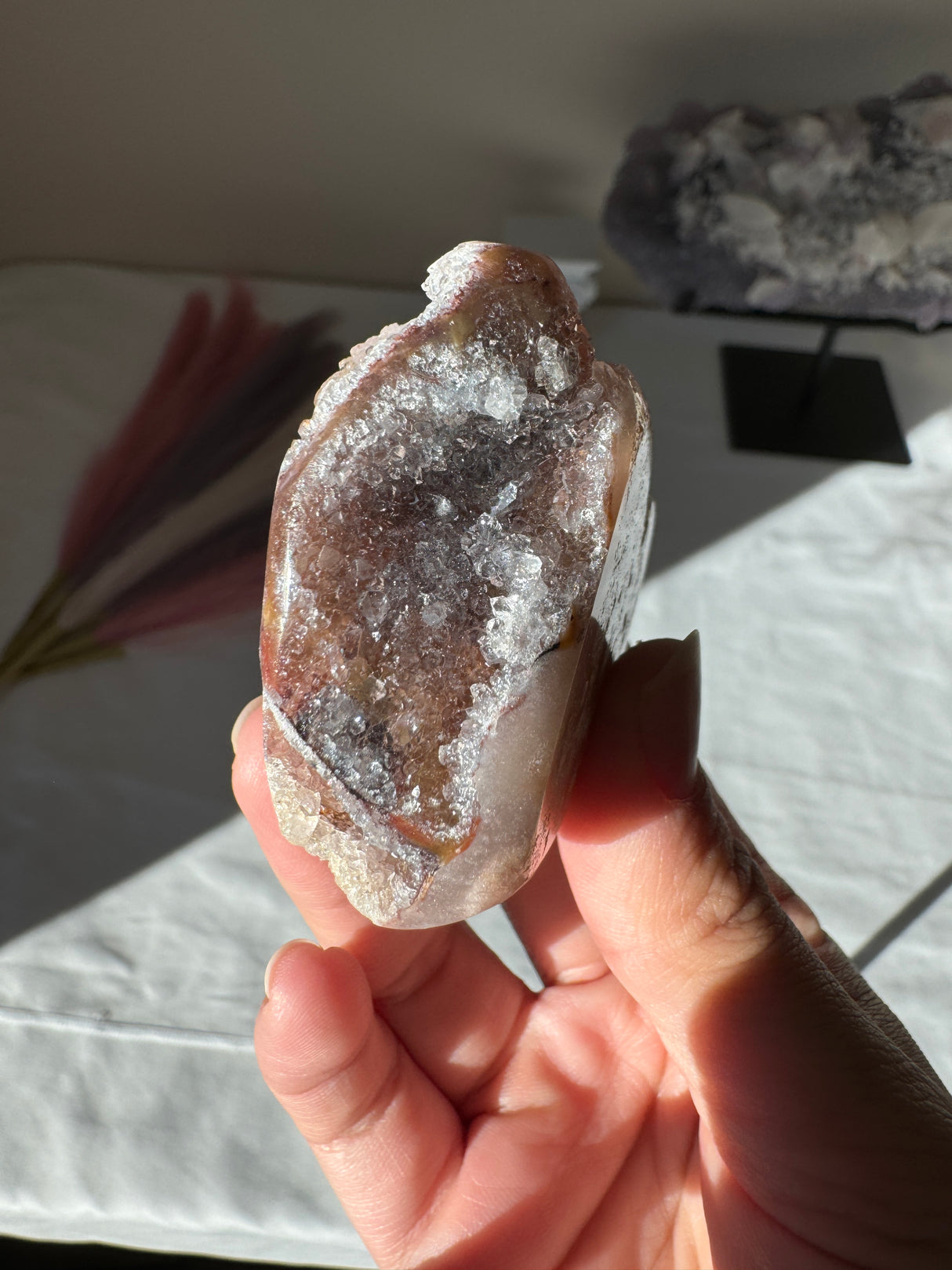 Druzy Maroon Pink Amethyst Heart