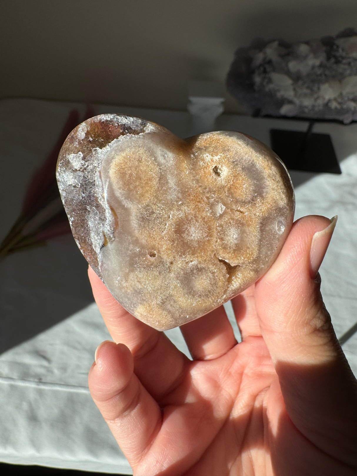 Druzy Maroon Pink Amethyst Heart