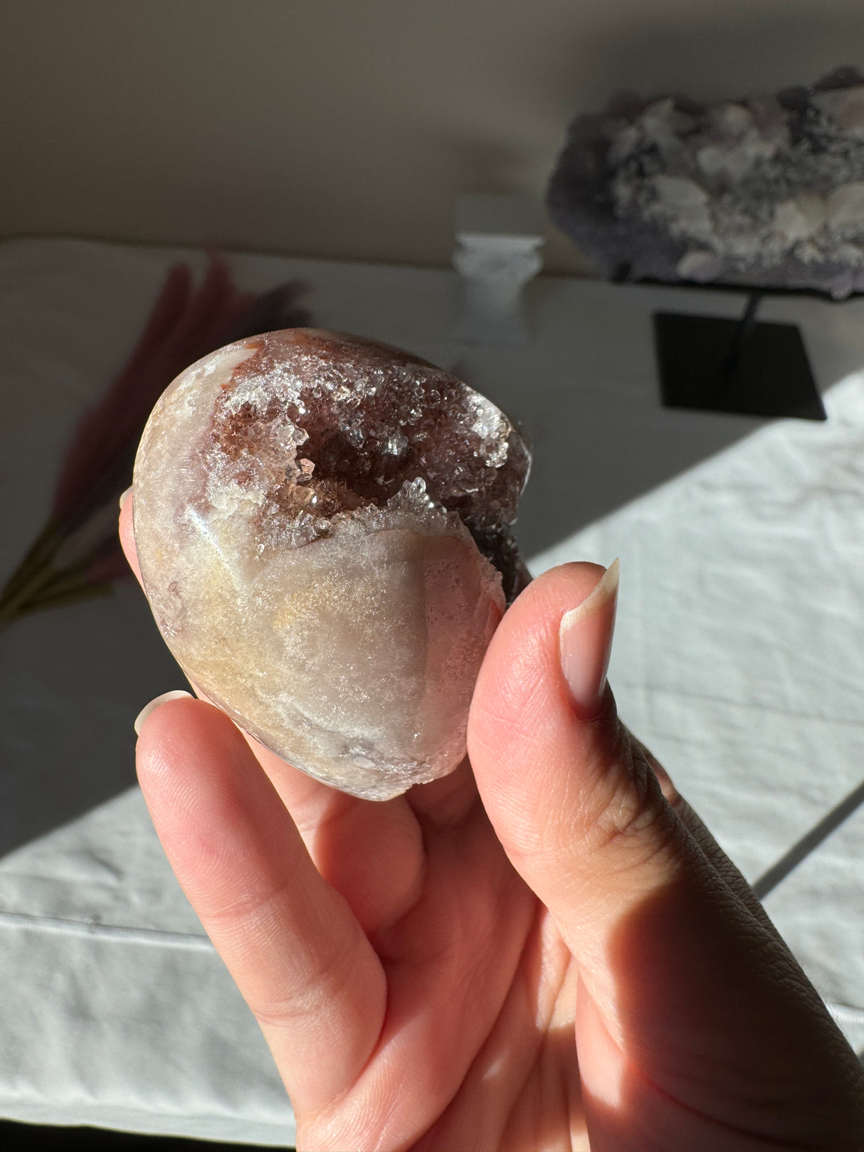 Druzy Maroon Pink Amethyst Heart