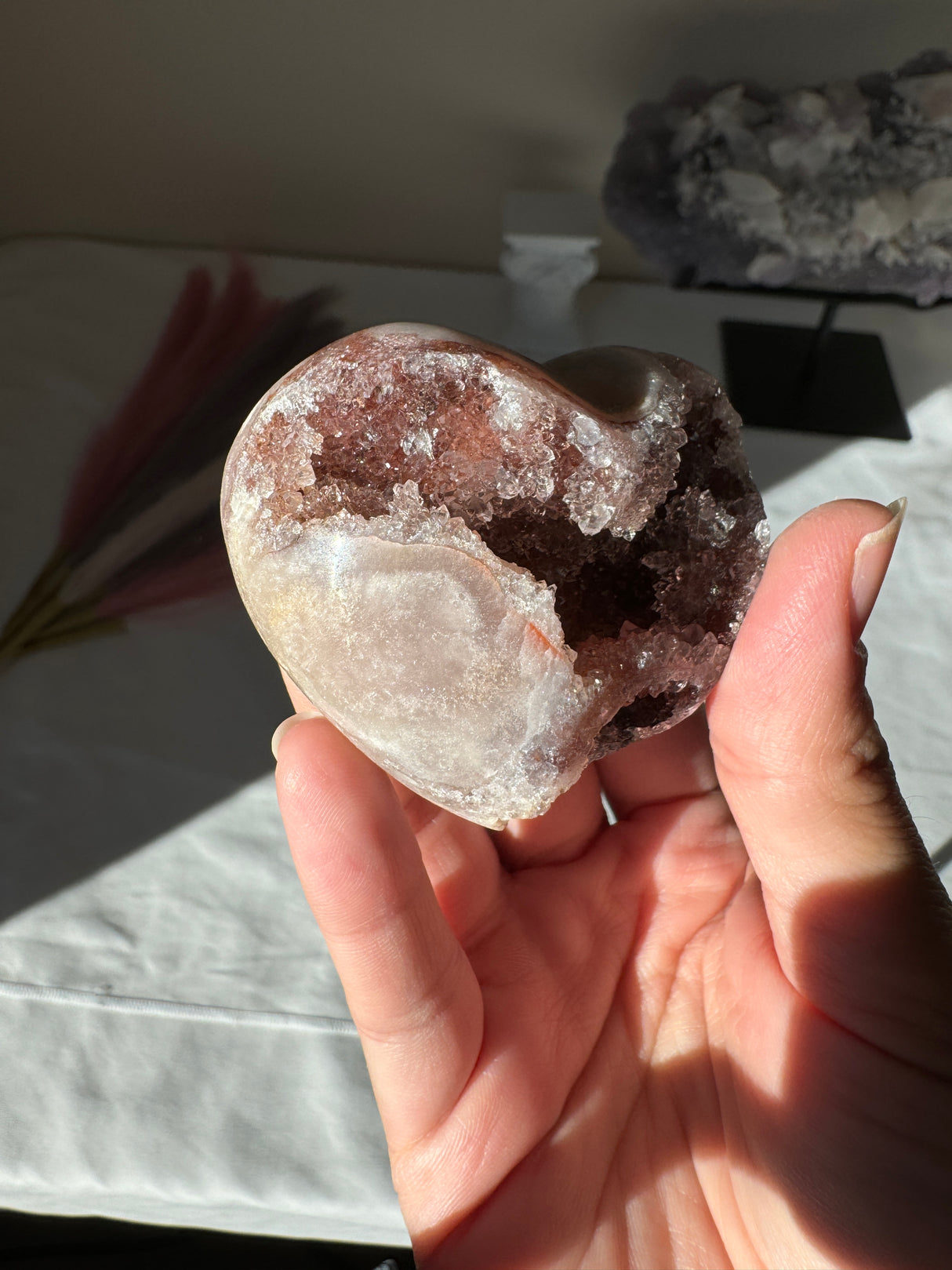 Druzy Maroon Pink Amethyst Heart