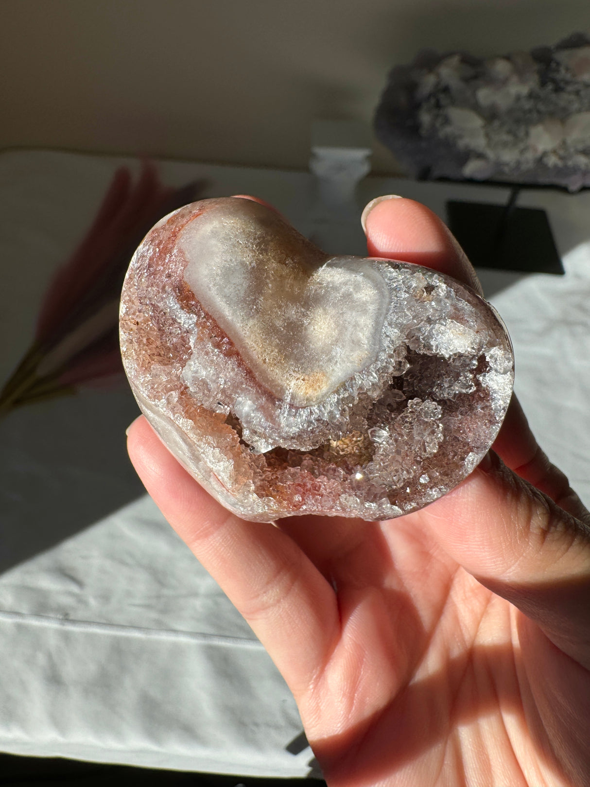 Druzy Maroon Pink Amethyst Heart