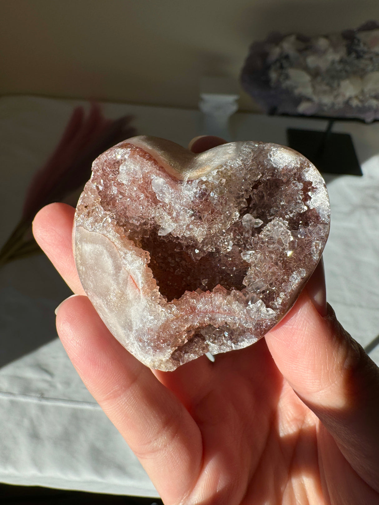 Druzy Maroon Pink Amethyst Heart