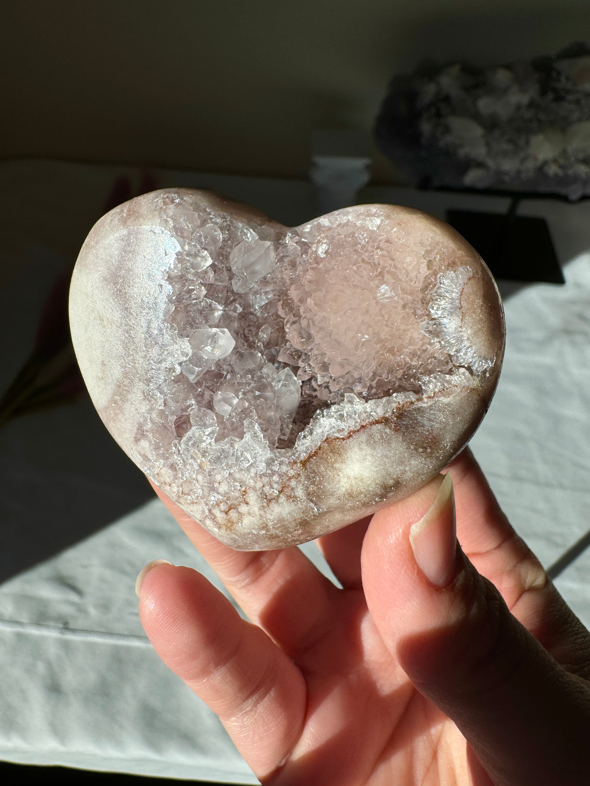Lavender Grey Pink Amethyst Heart