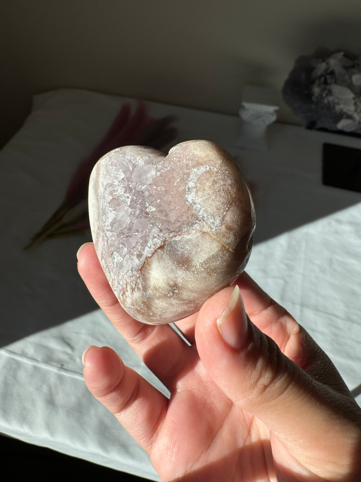 Lavender Grey Pink Amethyst Heart