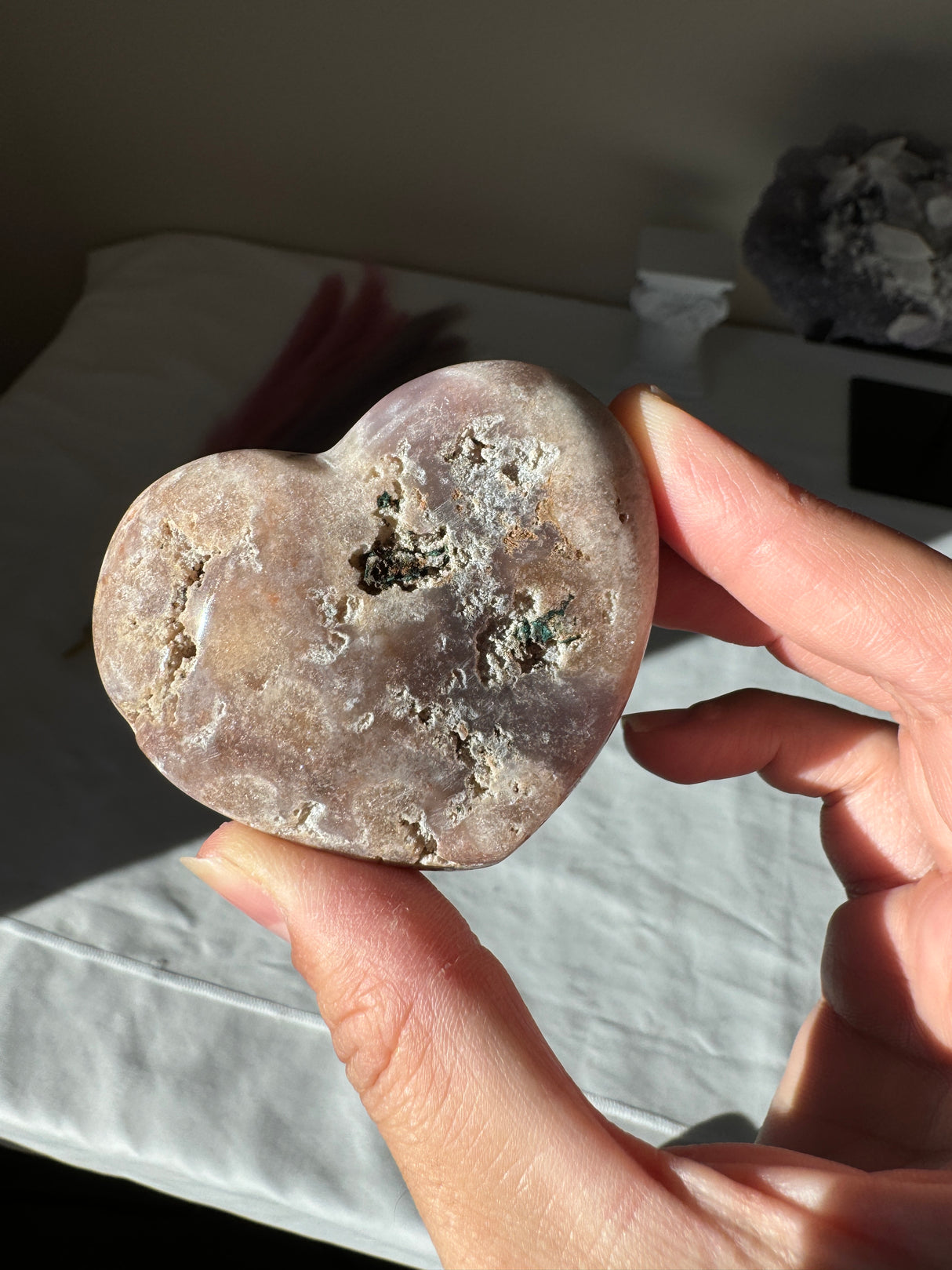 Lavender Grey Pink Amethyst Heart