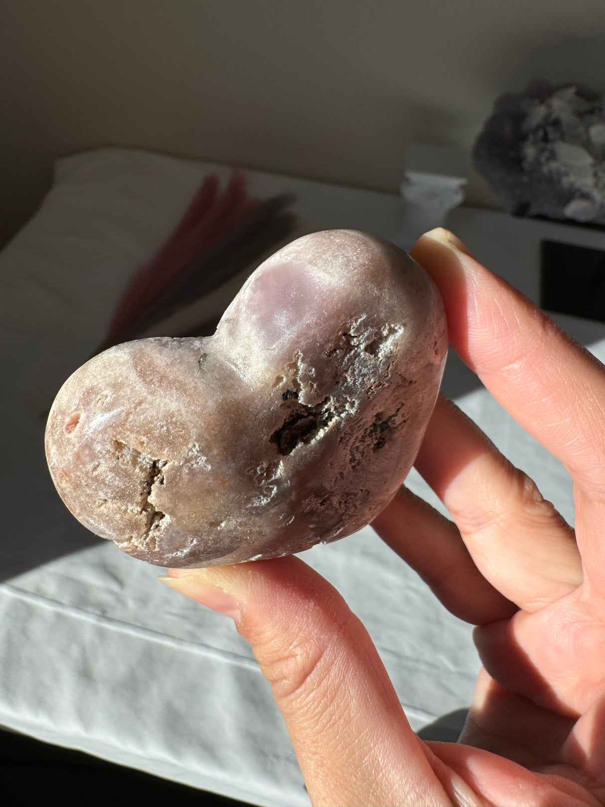 Lavender Grey Pink Amethyst Heart