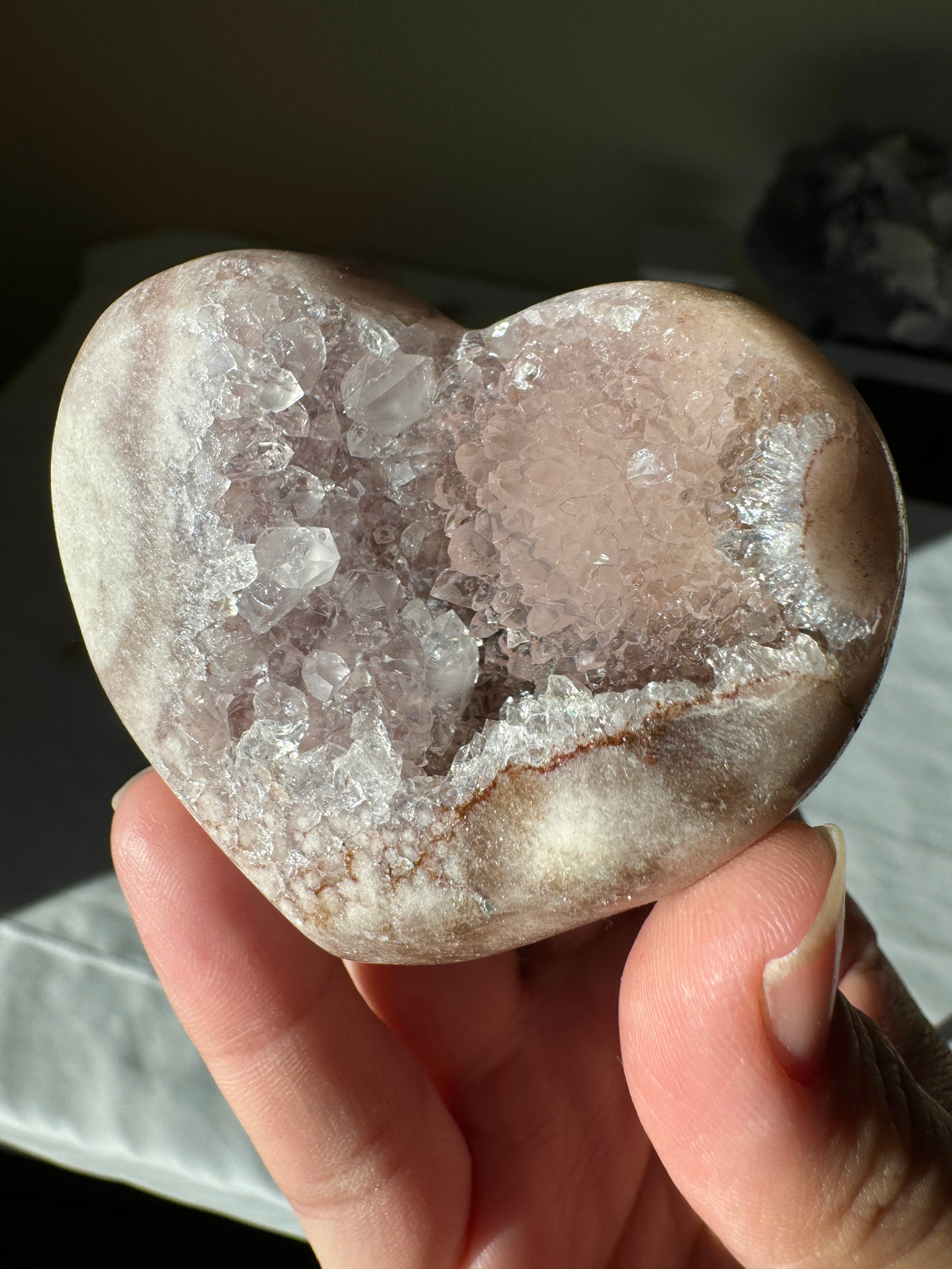 Lavender Grey Pink Amethyst Heart
