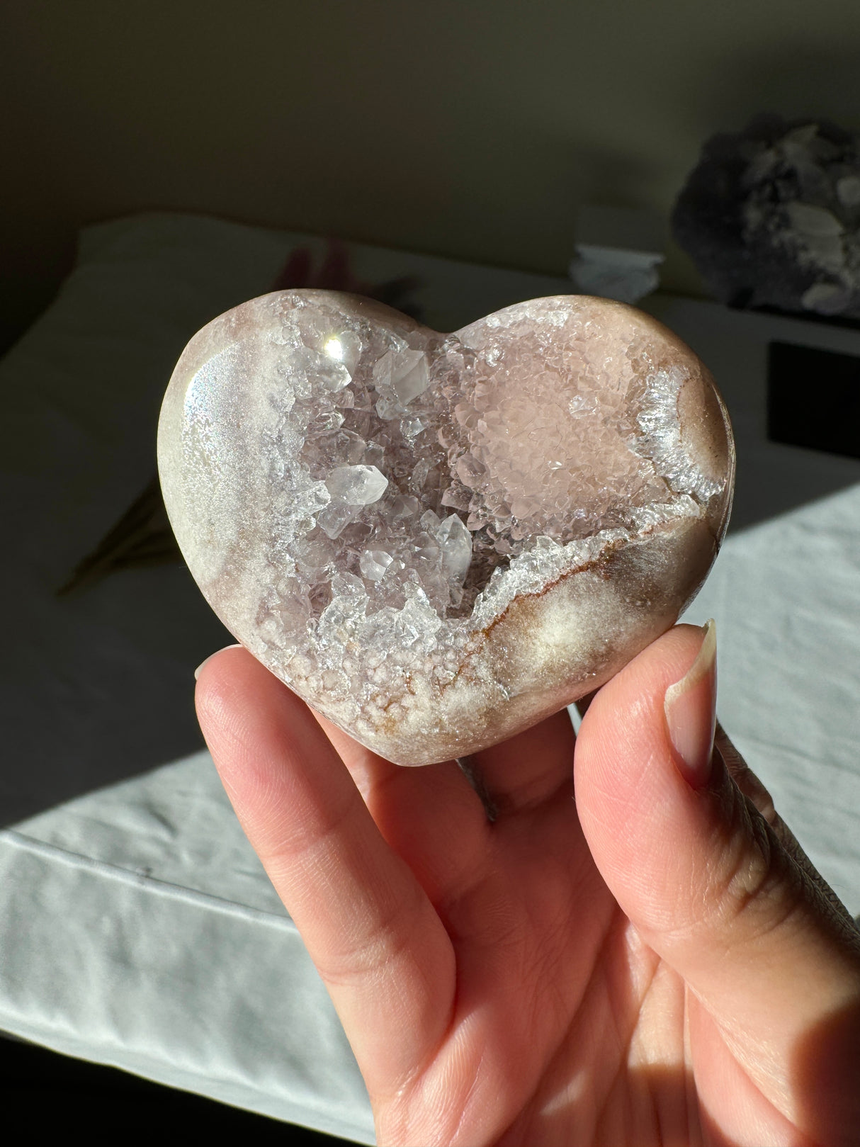 Lavender Grey Pink Amethyst Heart