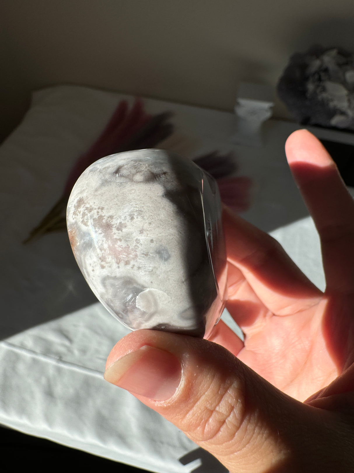 Druzy Lavender Grey Pink Amethyst Heart with Orbs