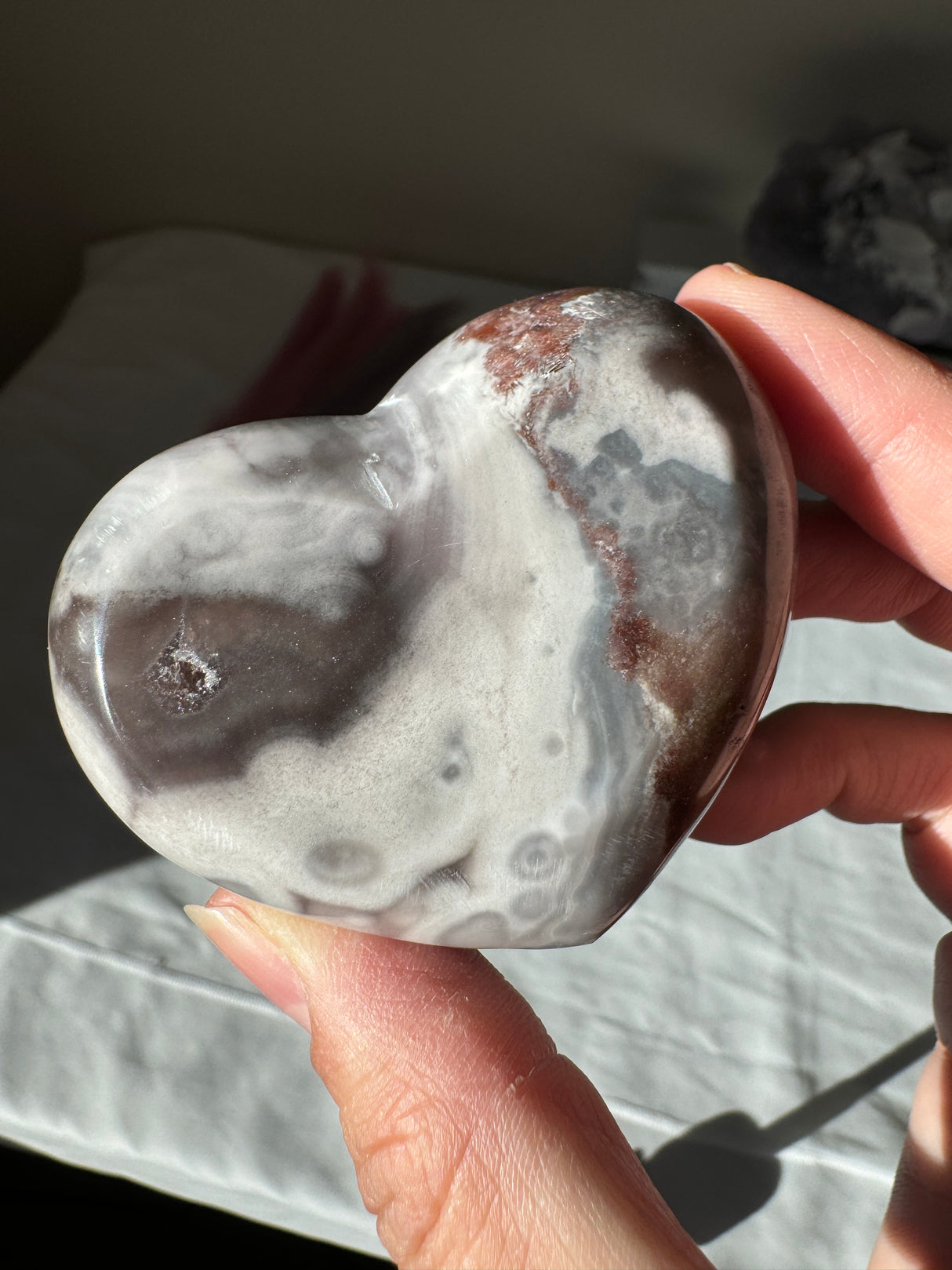 Druzy Lavender Grey Pink Amethyst Heart with Orbs