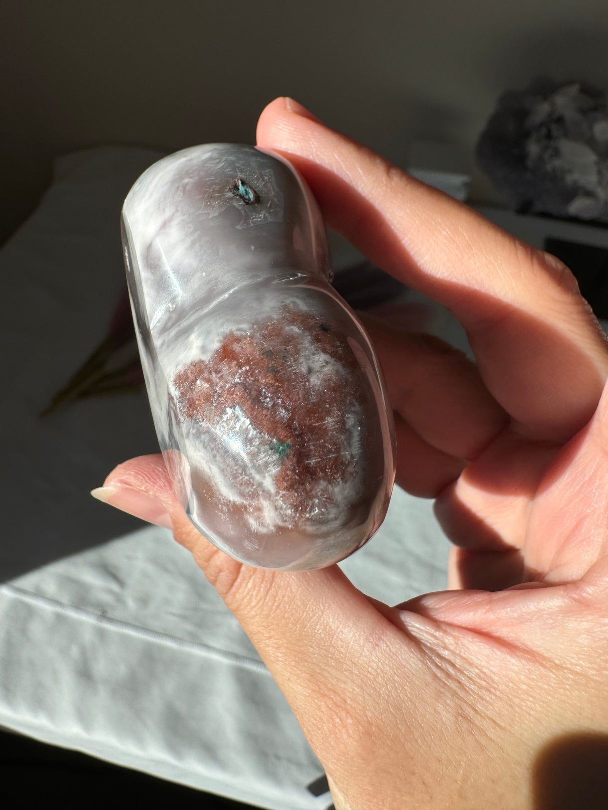 Druzy Lavender Grey Pink Amethyst Heart with Orbs