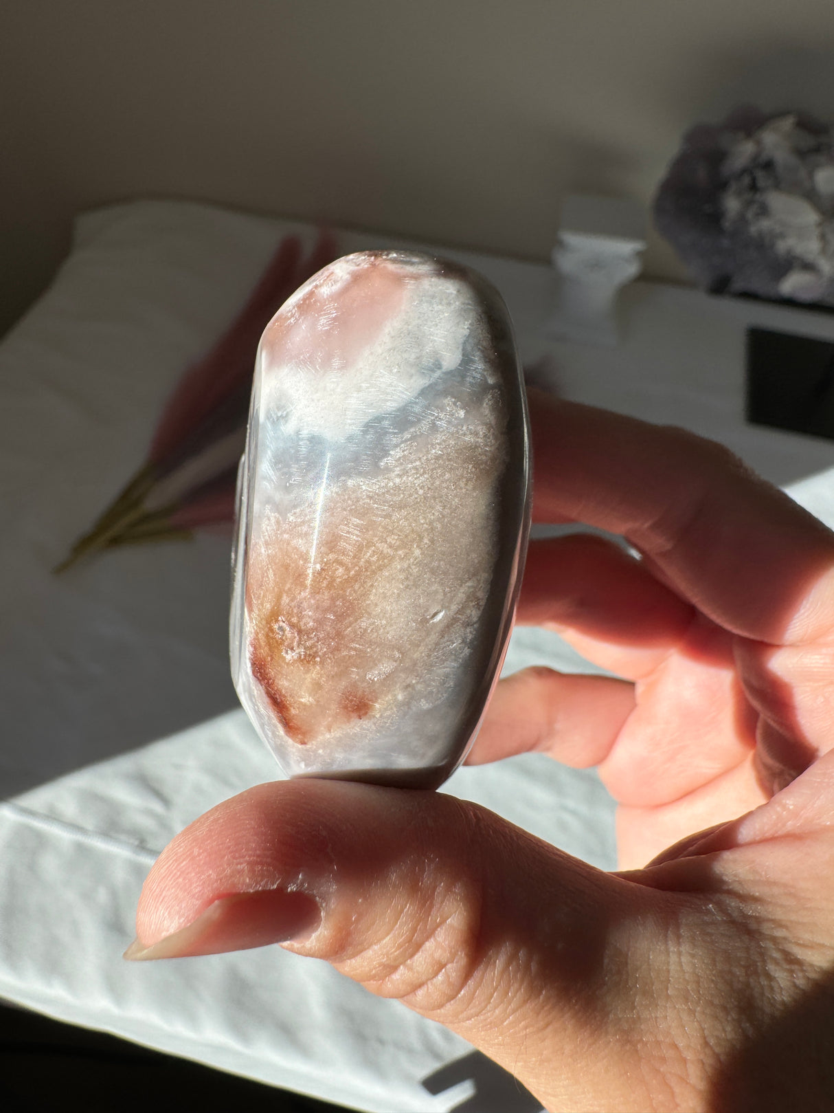 Druzy Lavender Grey Pink Amethyst Heart with Orbs