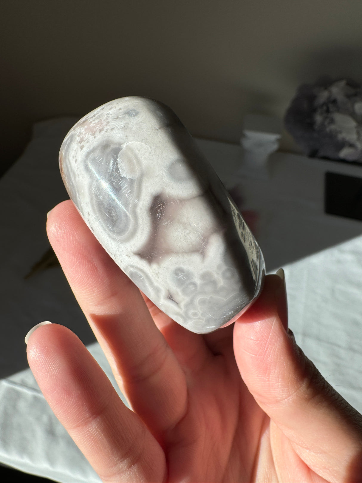 Druzy Lavender Grey Pink Amethyst Heart with Orbs