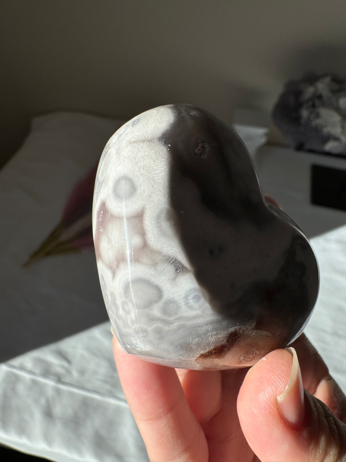 Druzy Lavender Grey Pink Amethyst Heart with Orbs