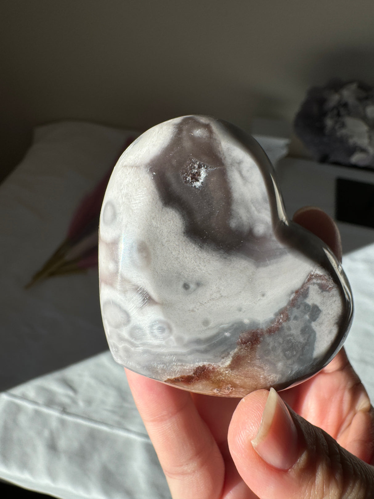 Druzy Lavender Grey Pink Amethyst Heart with Orbs