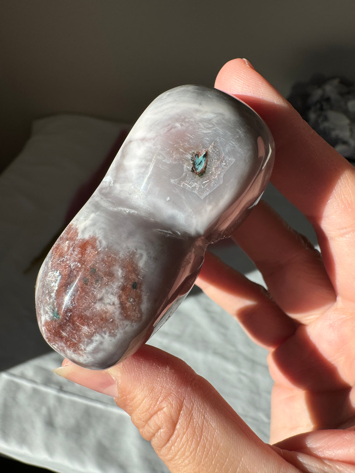 Druzy Lavender Grey Pink Amethyst Heart with Orbs