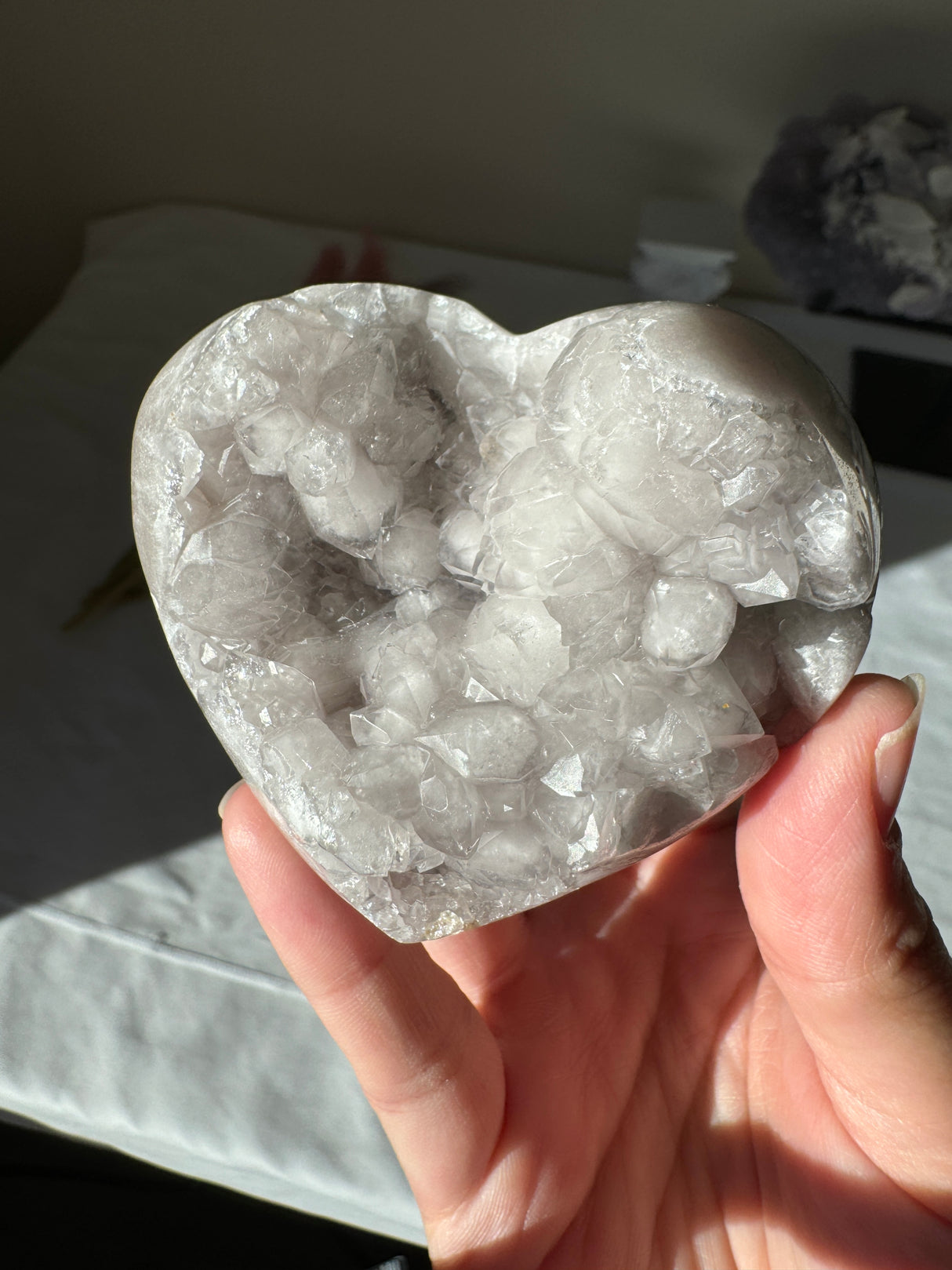 Lavender Grey Pink Amethyst Heart