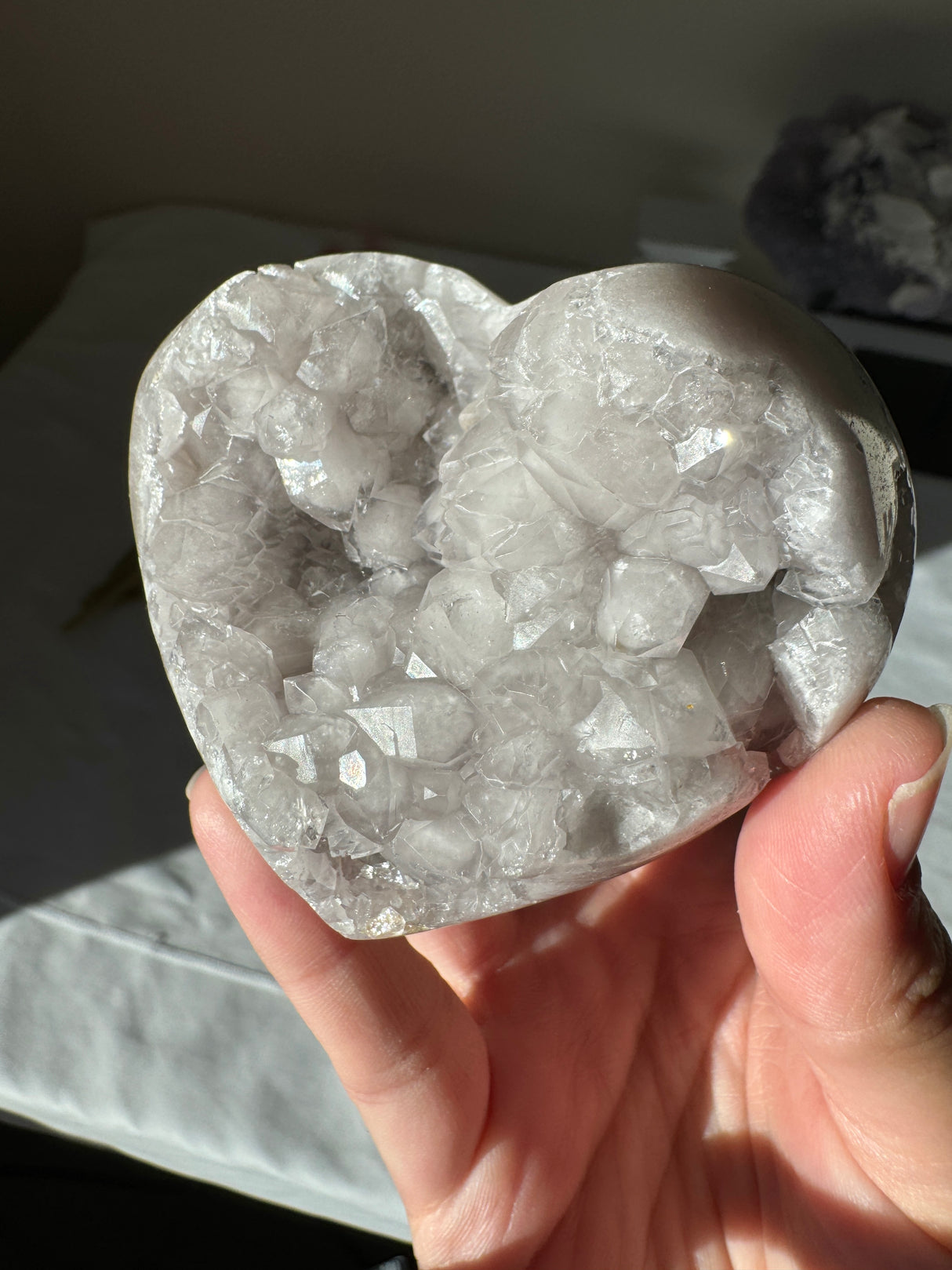 Lavender Grey Pink Amethyst Heart