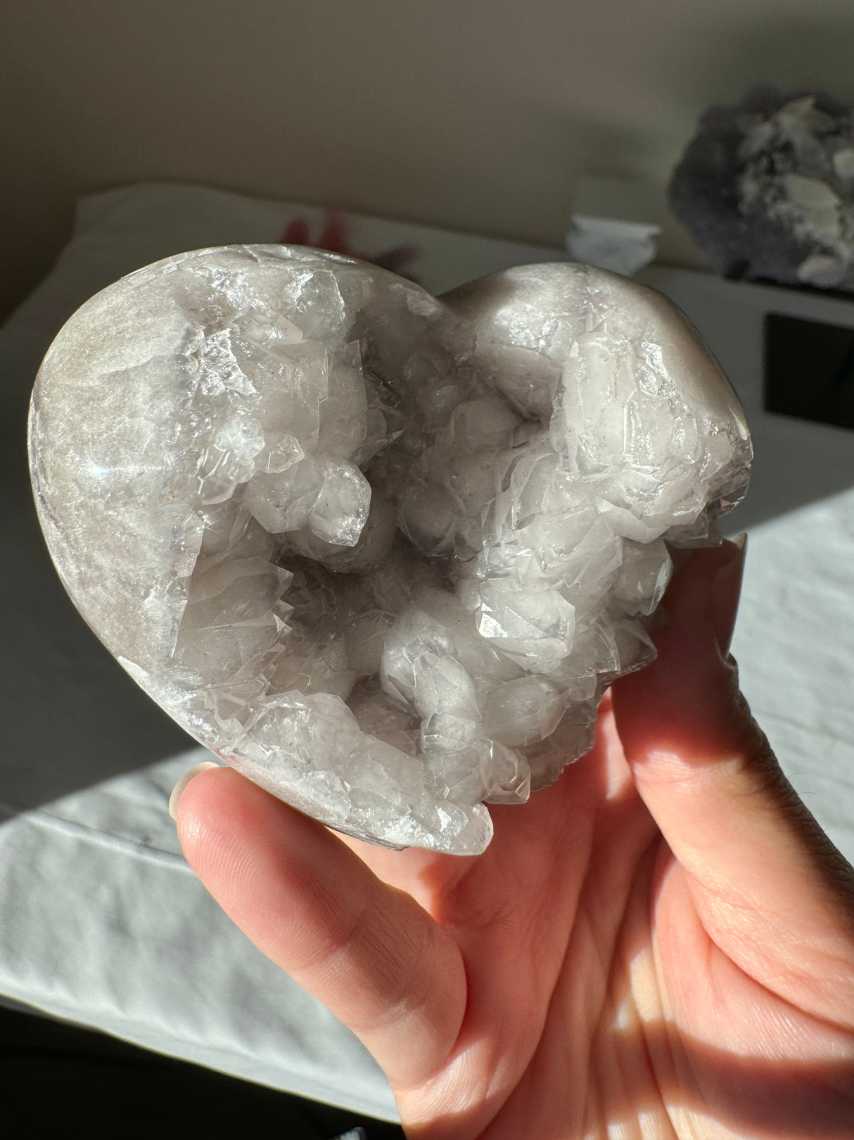 Lavender Grey Pink Amethyst Heart