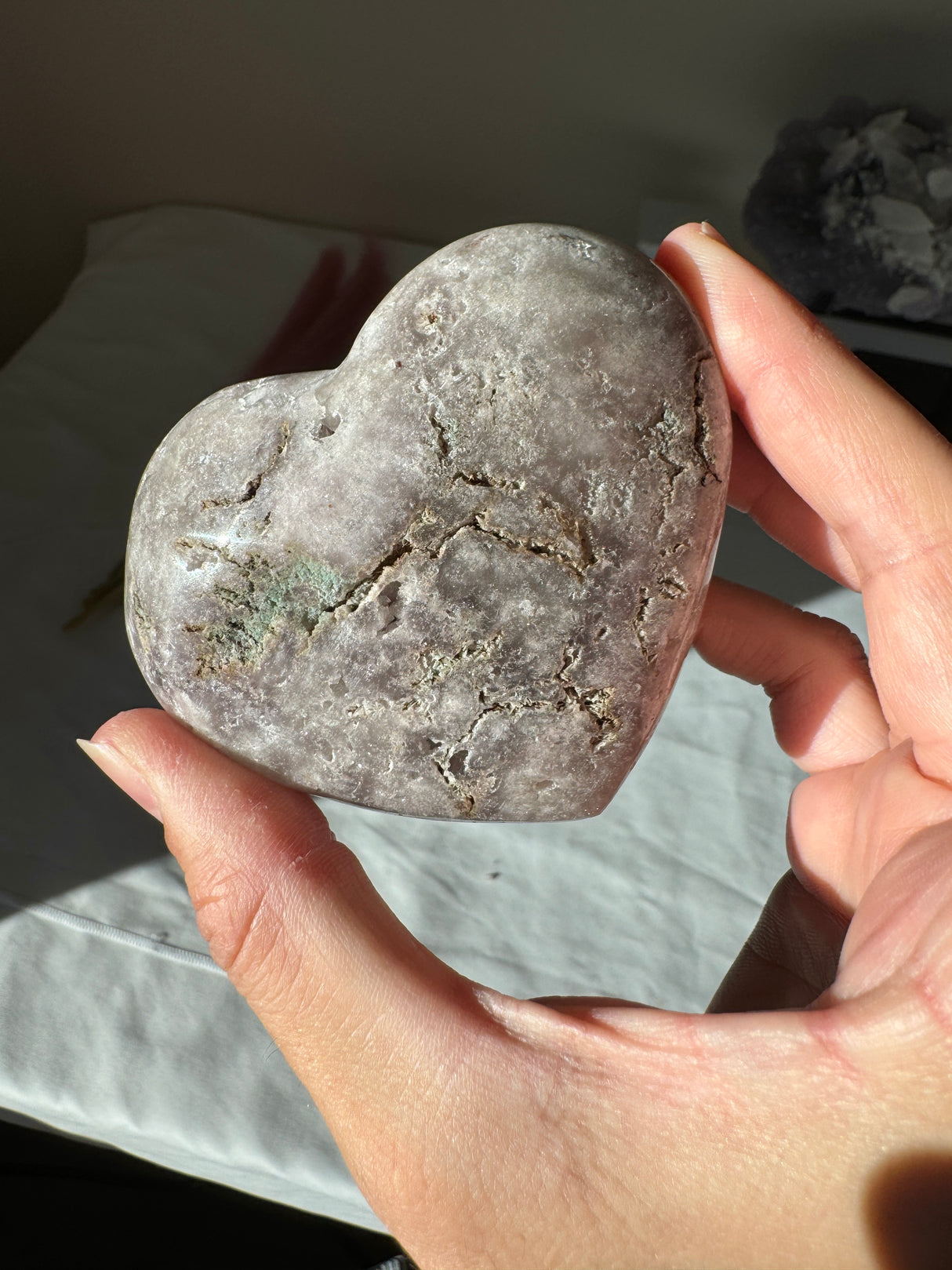Lavender Grey Pink Amethyst Heart