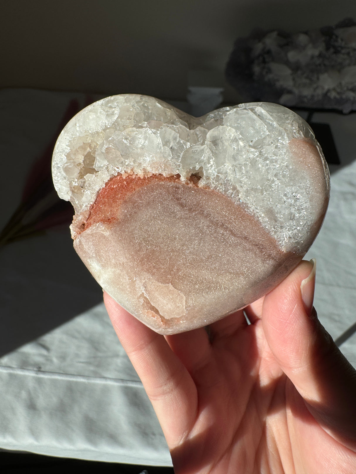 Chunky Pink Amethyst Quartz Heart