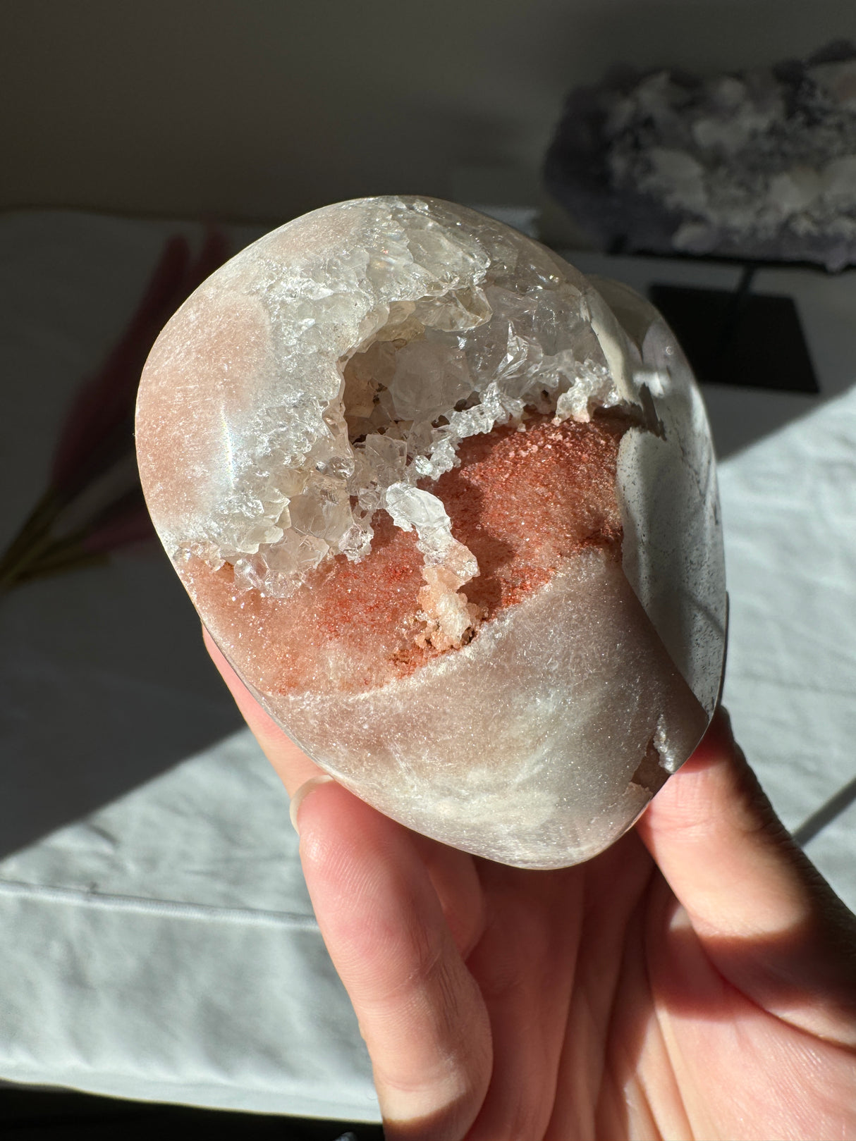 Chunky Pink Amethyst Quartz Heart