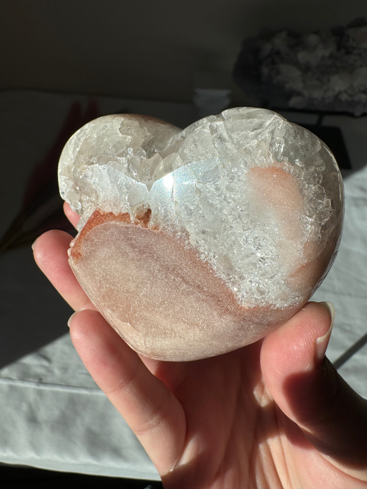 Chunky Pink Amethyst Quartz Heart