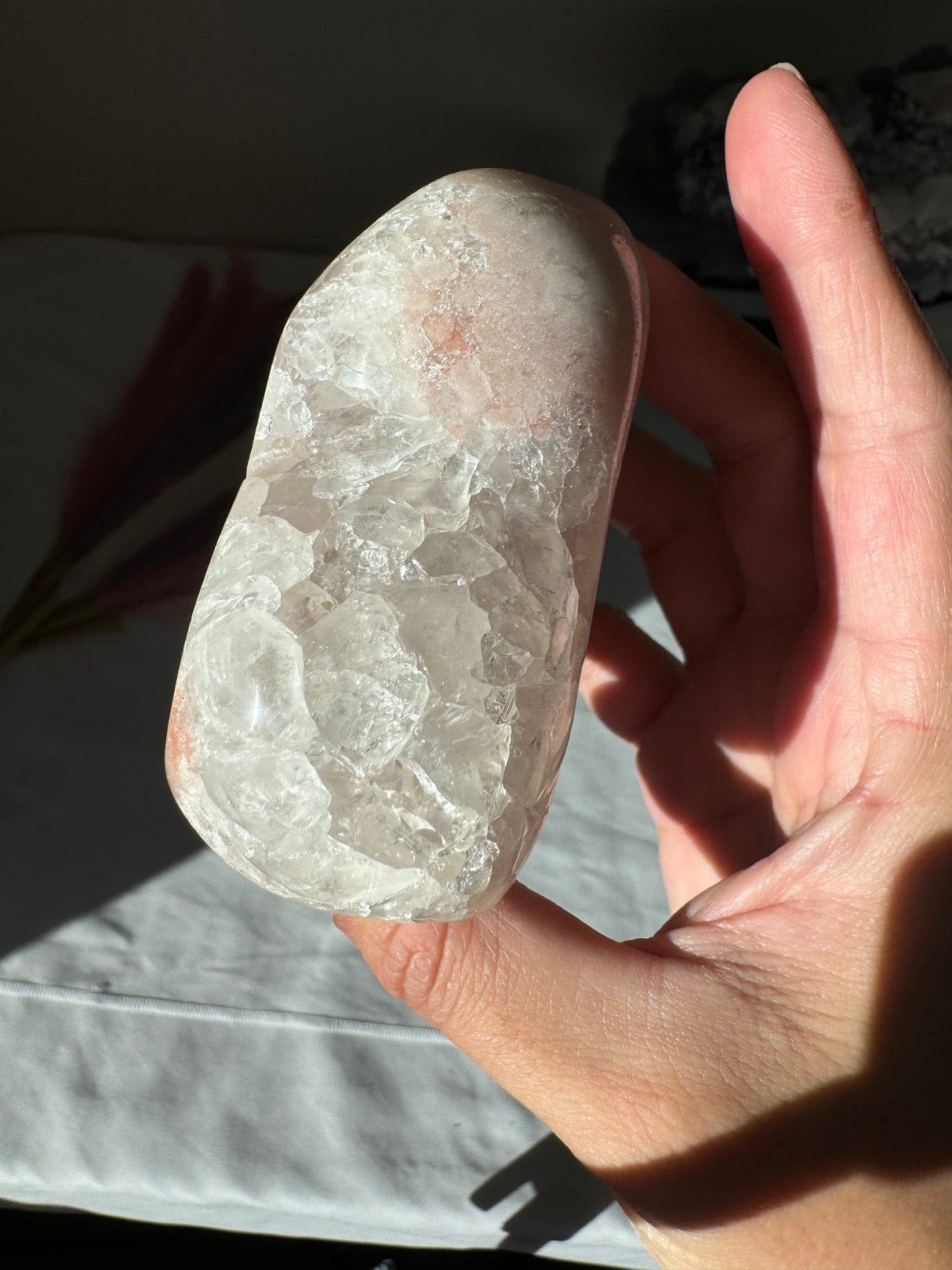 Chunky Pink Amethyst Quartz Heart