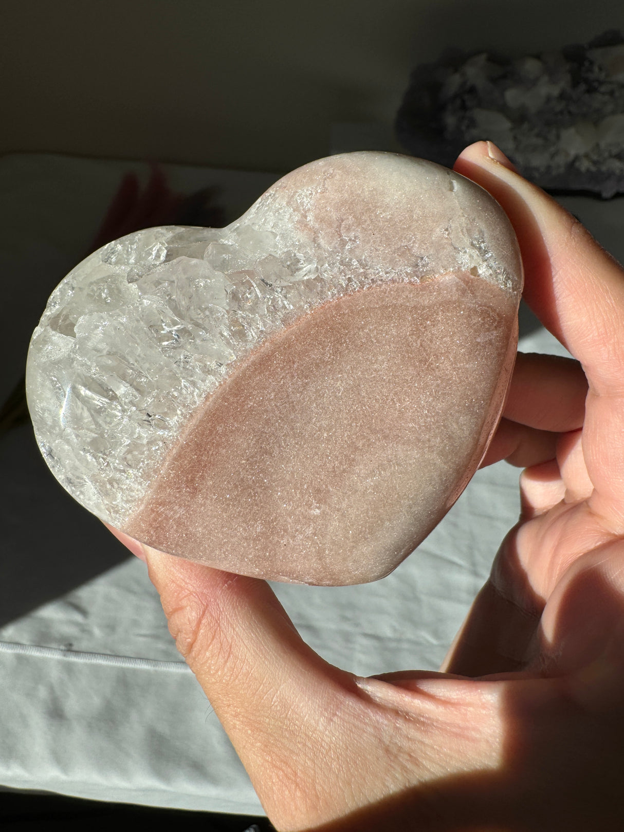 Chunky Pink Amethyst Quartz Heart