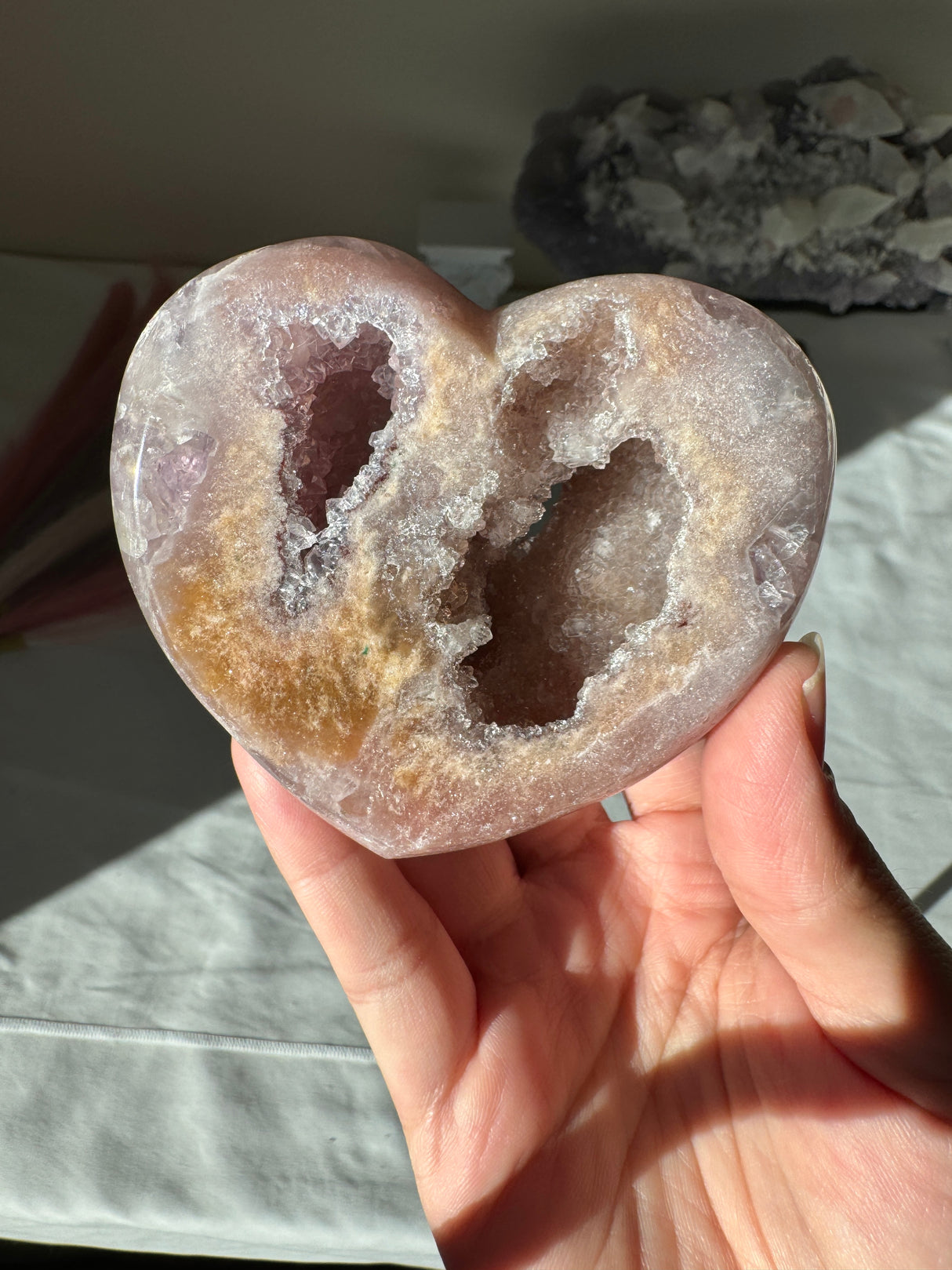 Druzy Pink Amethyst Quartz Heart