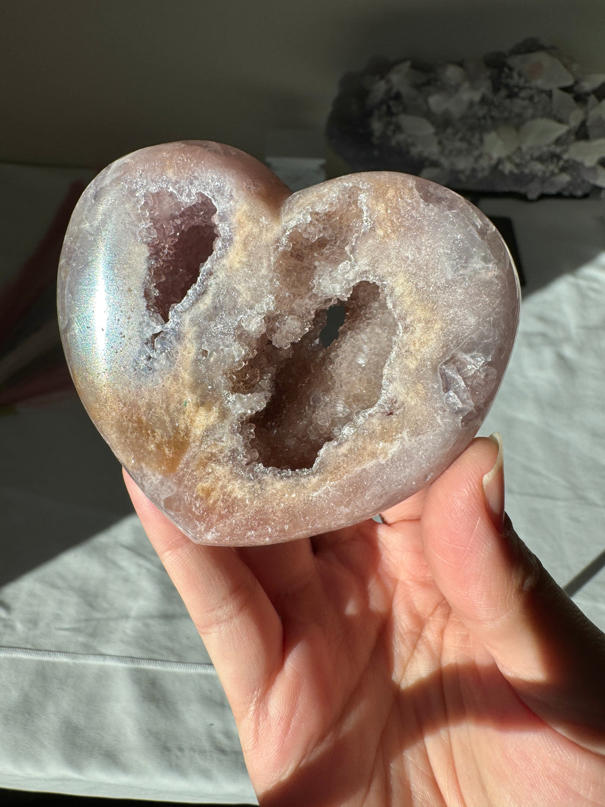 Druzy Pink Amethyst Quartz Heart