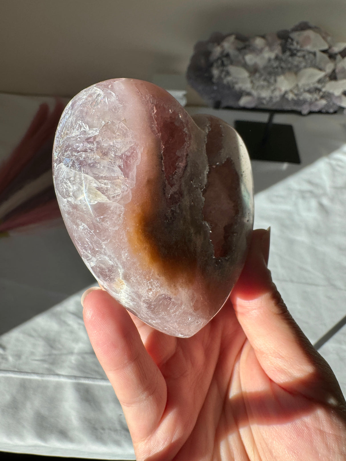 Druzy Pink Amethyst Quartz Heart