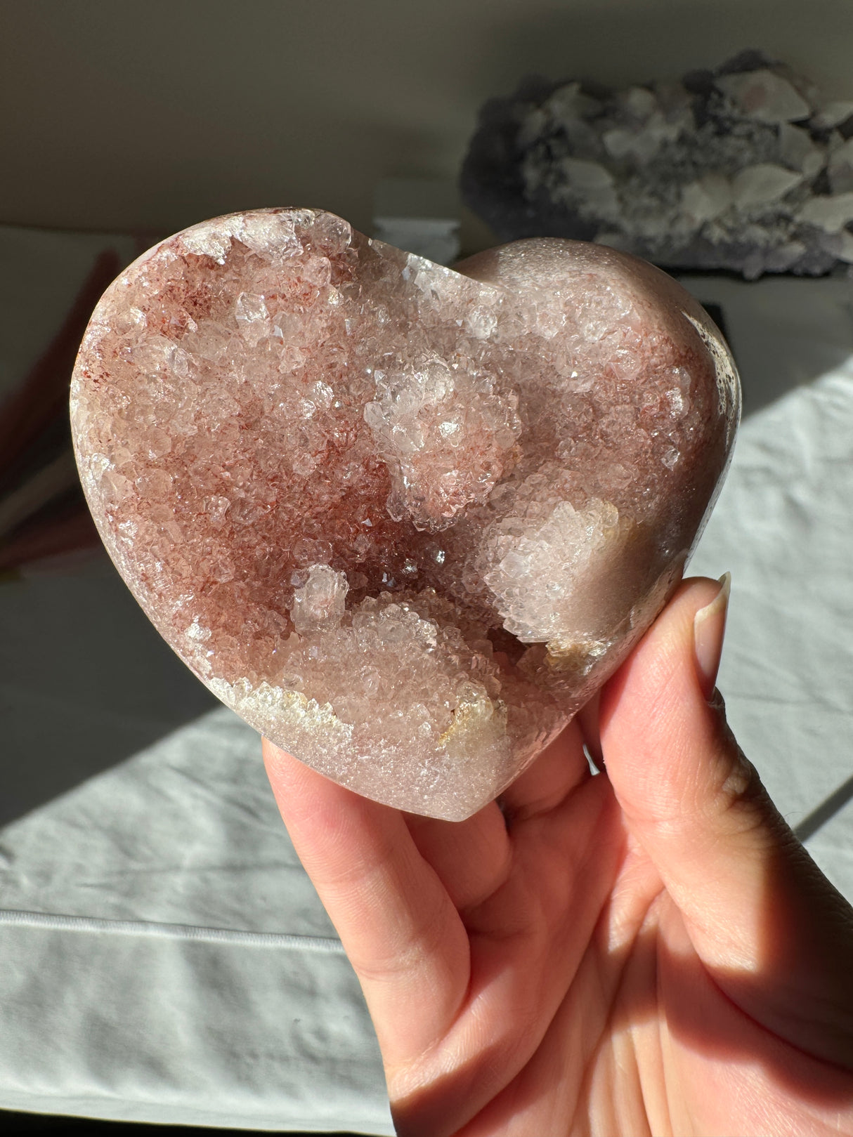 Red Druzy Pink Amethyst Quartz Heart