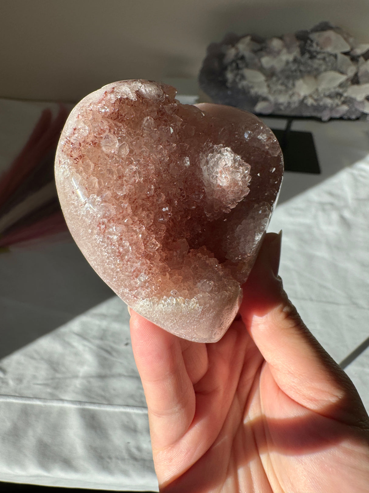 Red Druzy Pink Amethyst Quartz Heart