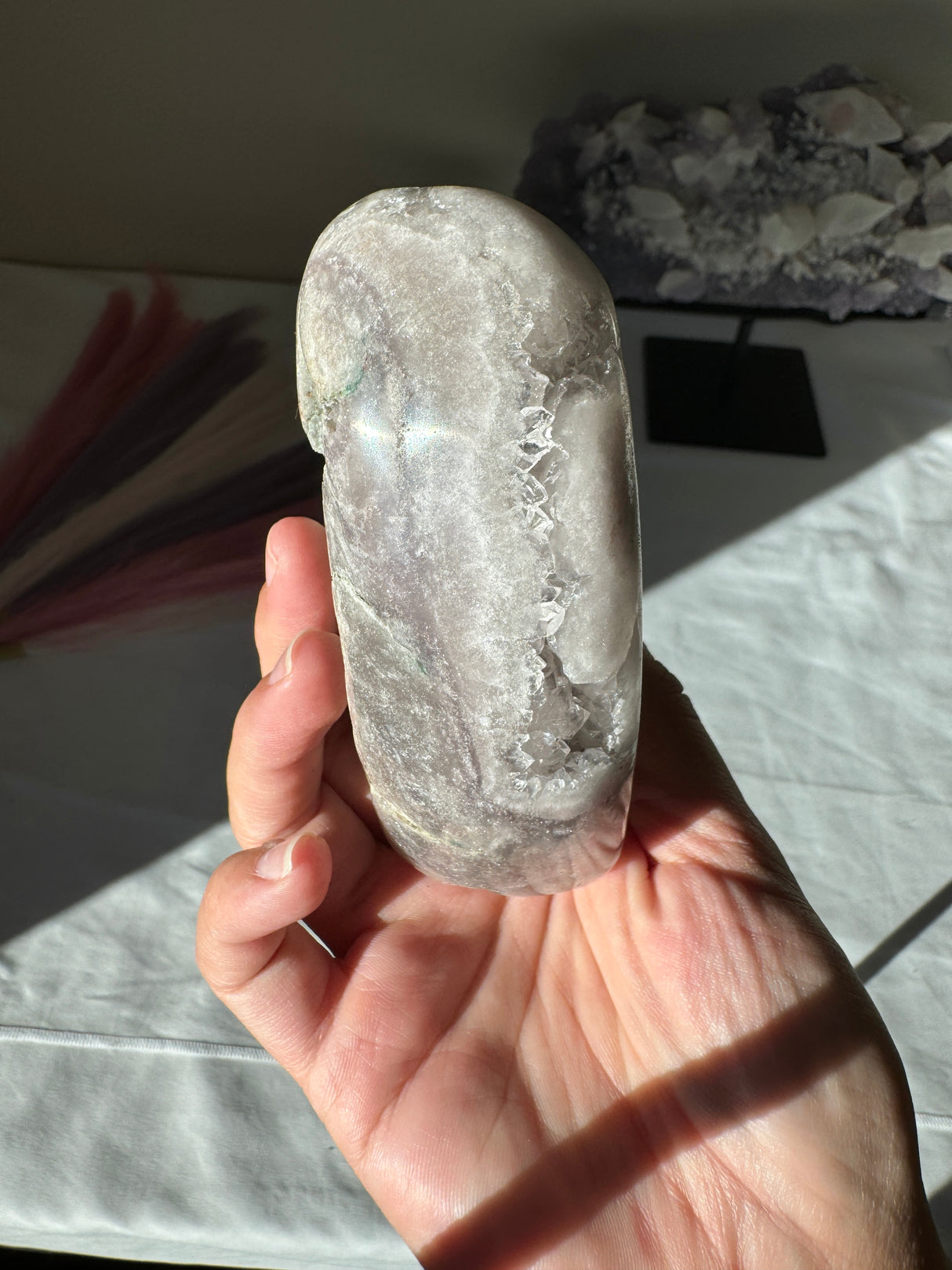 Druzy Lavender Grey Pink Amethyst Heart with Natural DTs