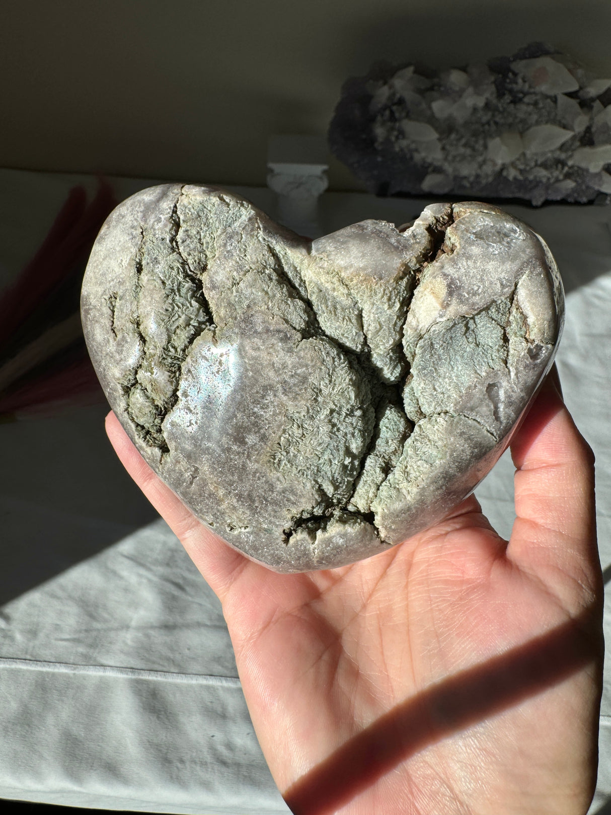 Druzy Lavender Grey Pink Amethyst Heart with Natural DTs