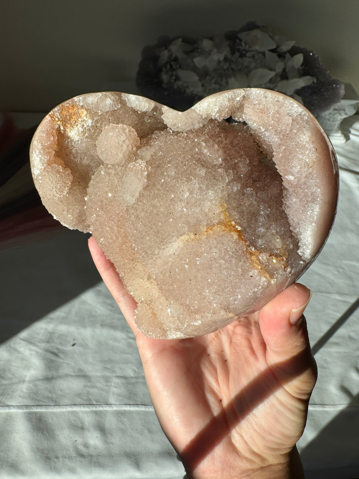 Large Chunky Druzy Pink Amethyst Heart