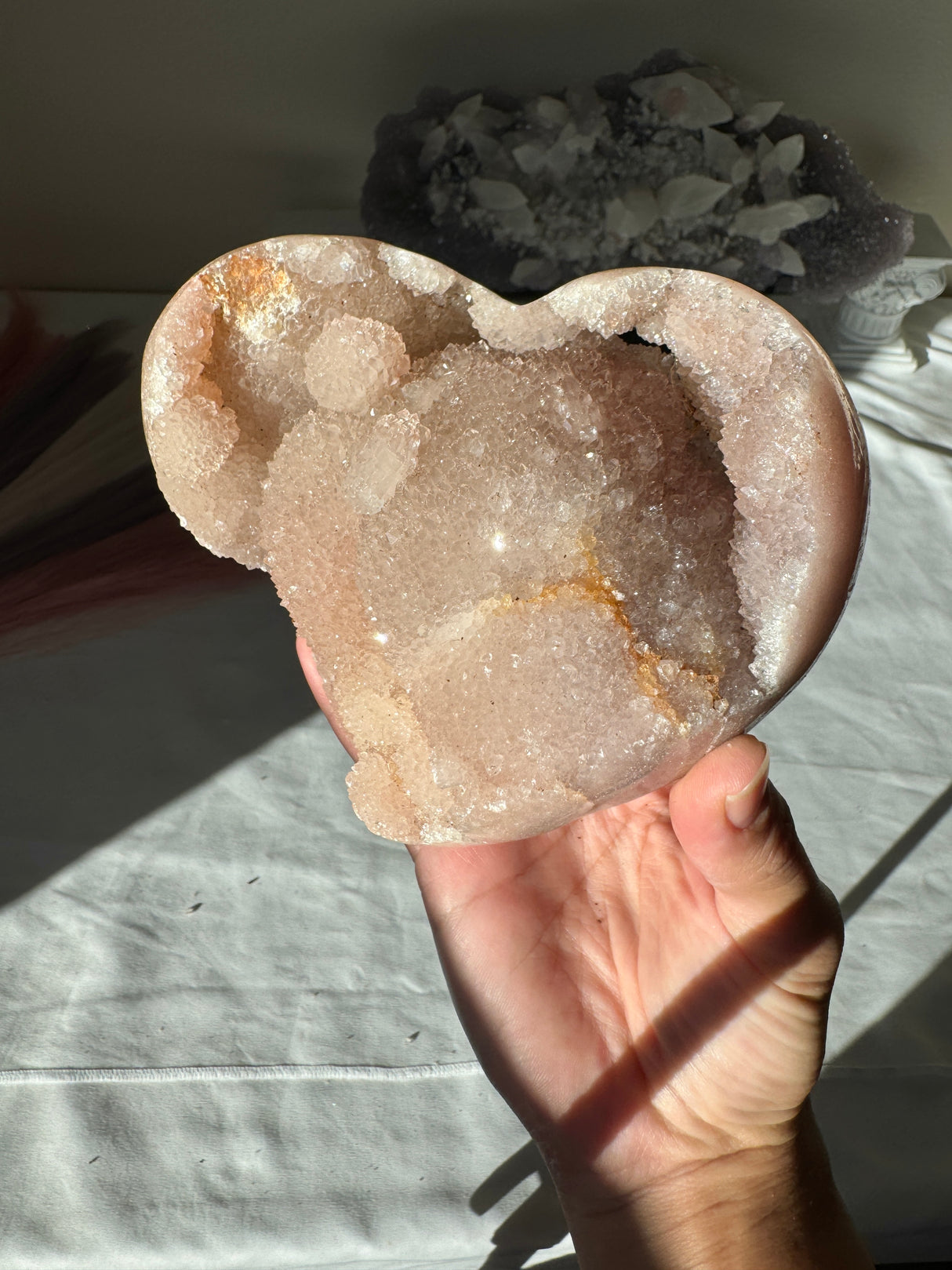 Large Chunky Druzy Pink Amethyst Heart