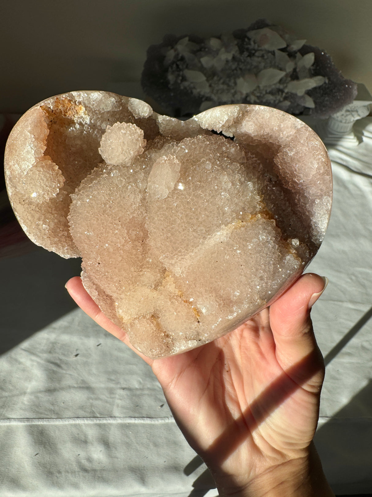 Large Chunky Druzy Pink Amethyst Heart