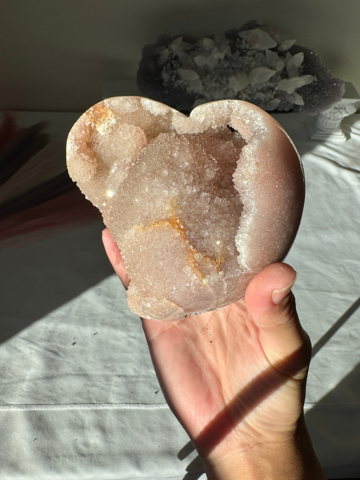 Large Chunky Druzy Pink Amethyst Heart
