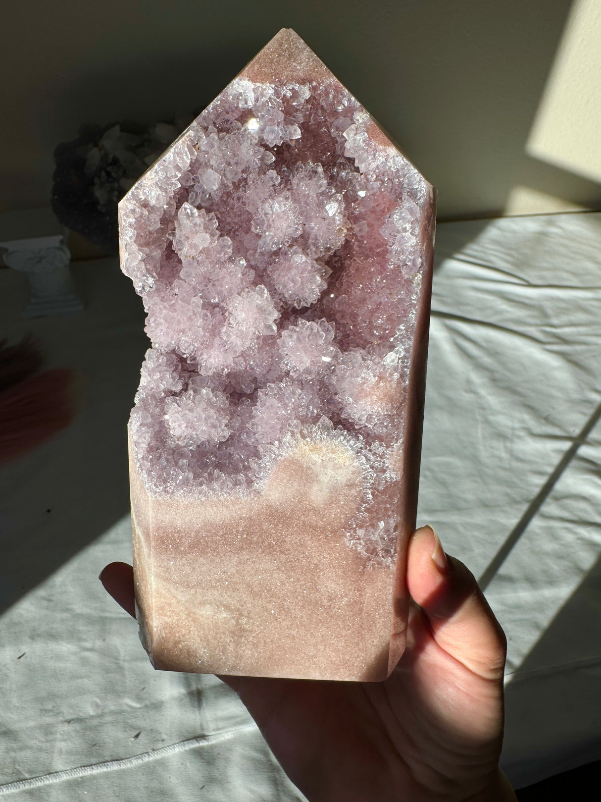 Lavender Flower Druzy Pink Amethyst Tower