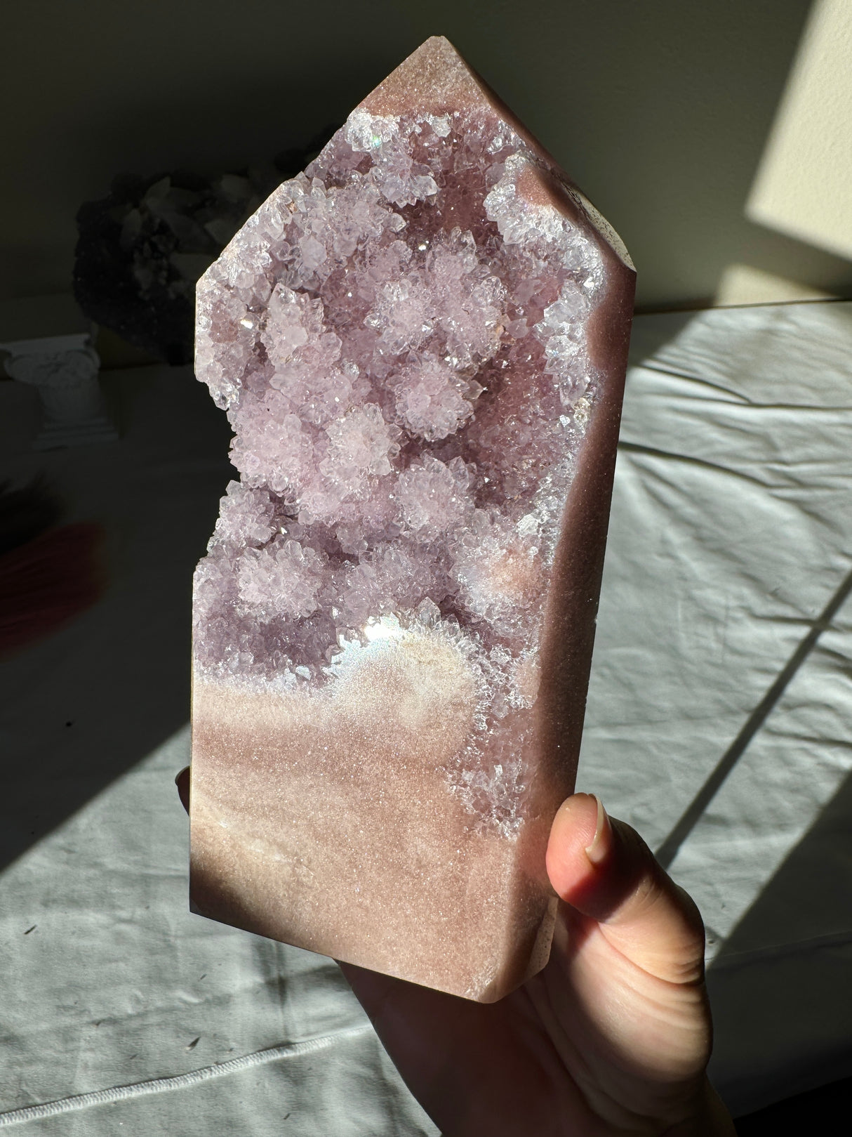 Lavender Flower Druzy Pink Amethyst Tower