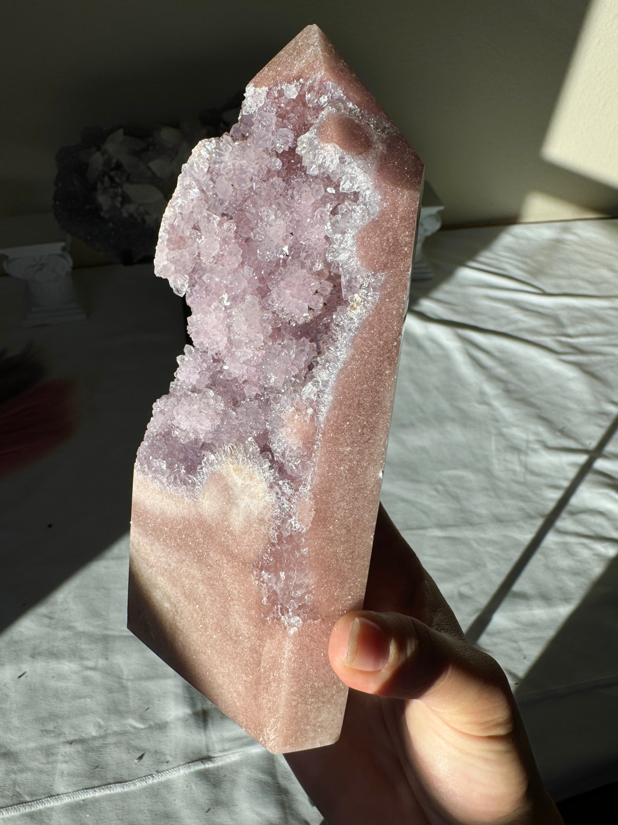 Lavender Flower Druzy Pink Amethyst Tower
