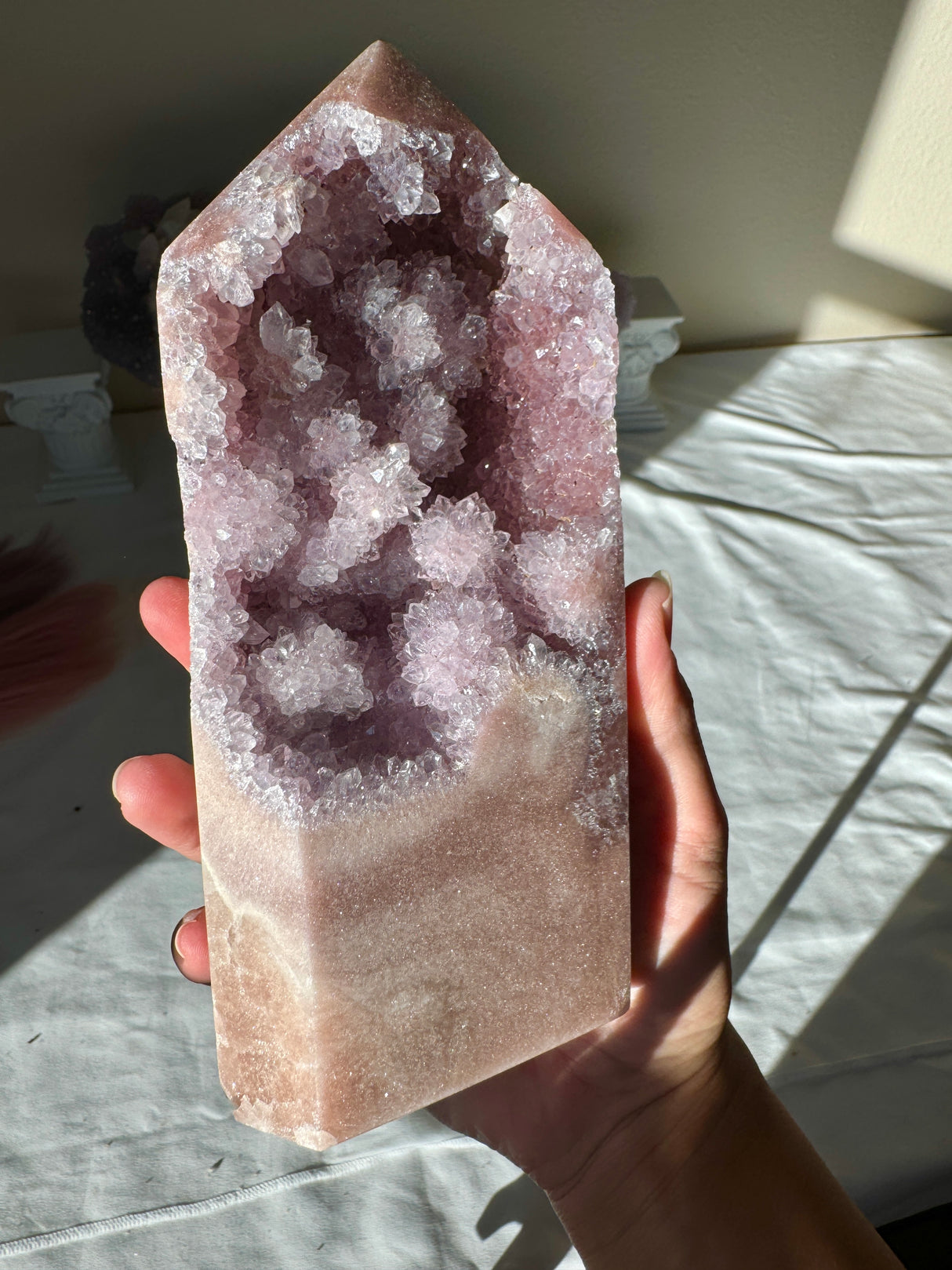 Lavender Flower Druzy Pink Amethyst Tower
